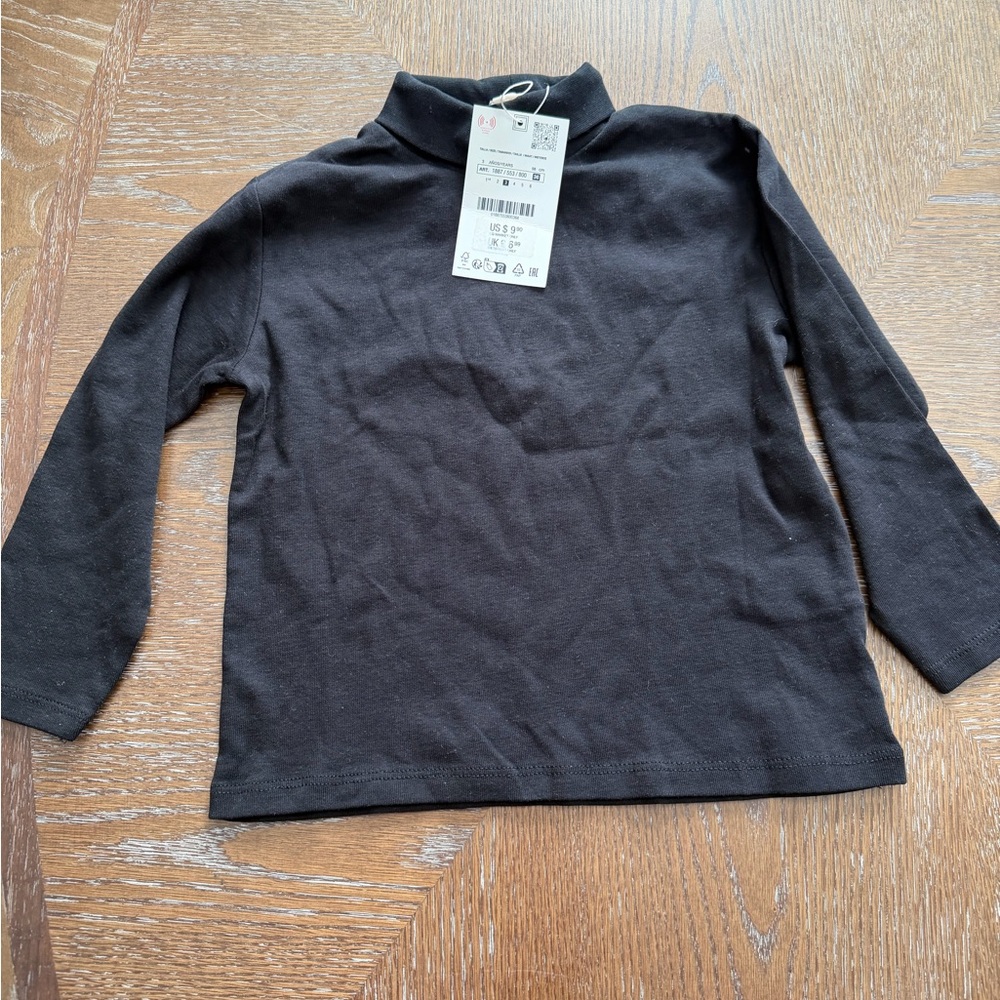 Zara NWT Classic Black Kids Turtleneck size 3t